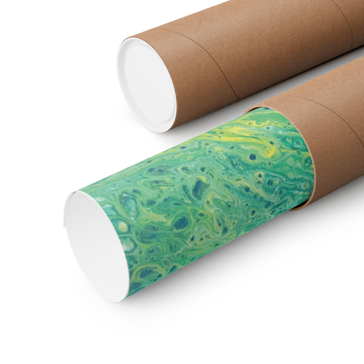 Moss Abstract Ocean Flow Matte Poster (Blue-Green Vertical Fluid Art)