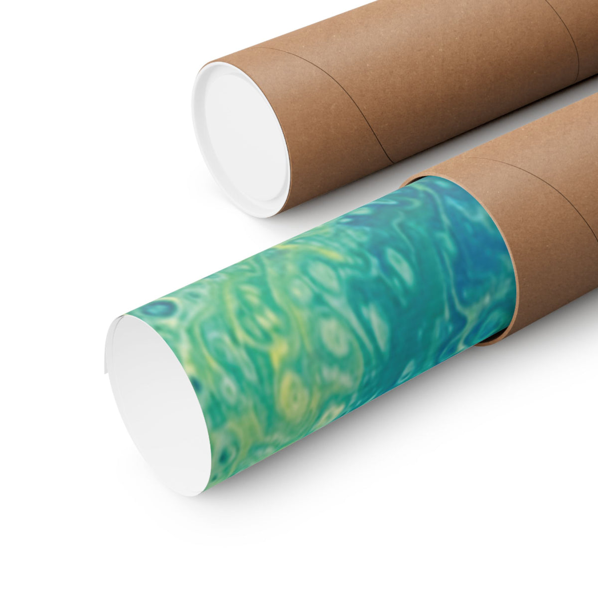 Abstract Ocean Blue Matte Poster Moss Turquoise Green Fluid Art