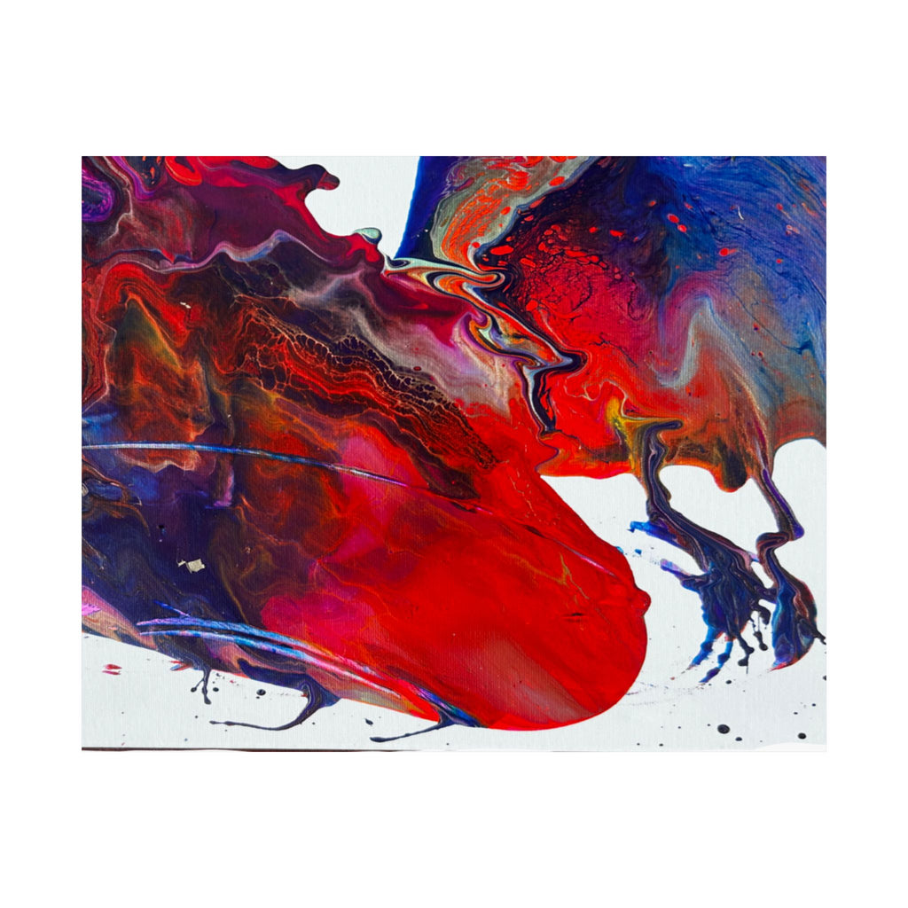 Abstract Red & Blue Matte Poster Universe Horizontal Modern Art Print