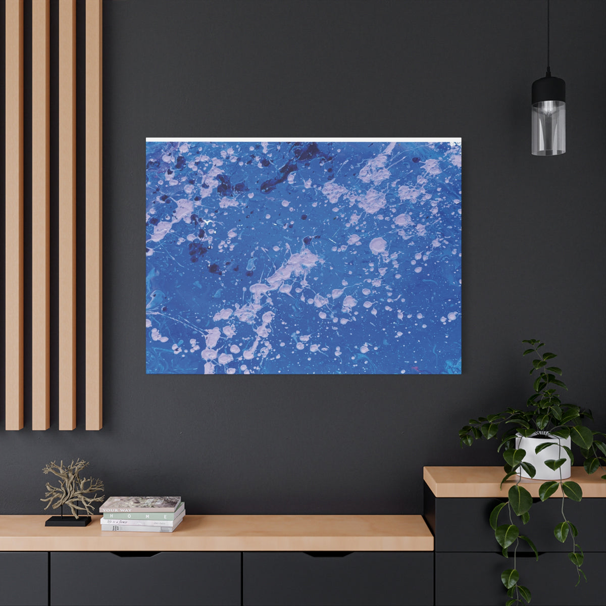 Blue Abstract Splatter Canvas Print  Dots (Matte Stretched 1.25")
