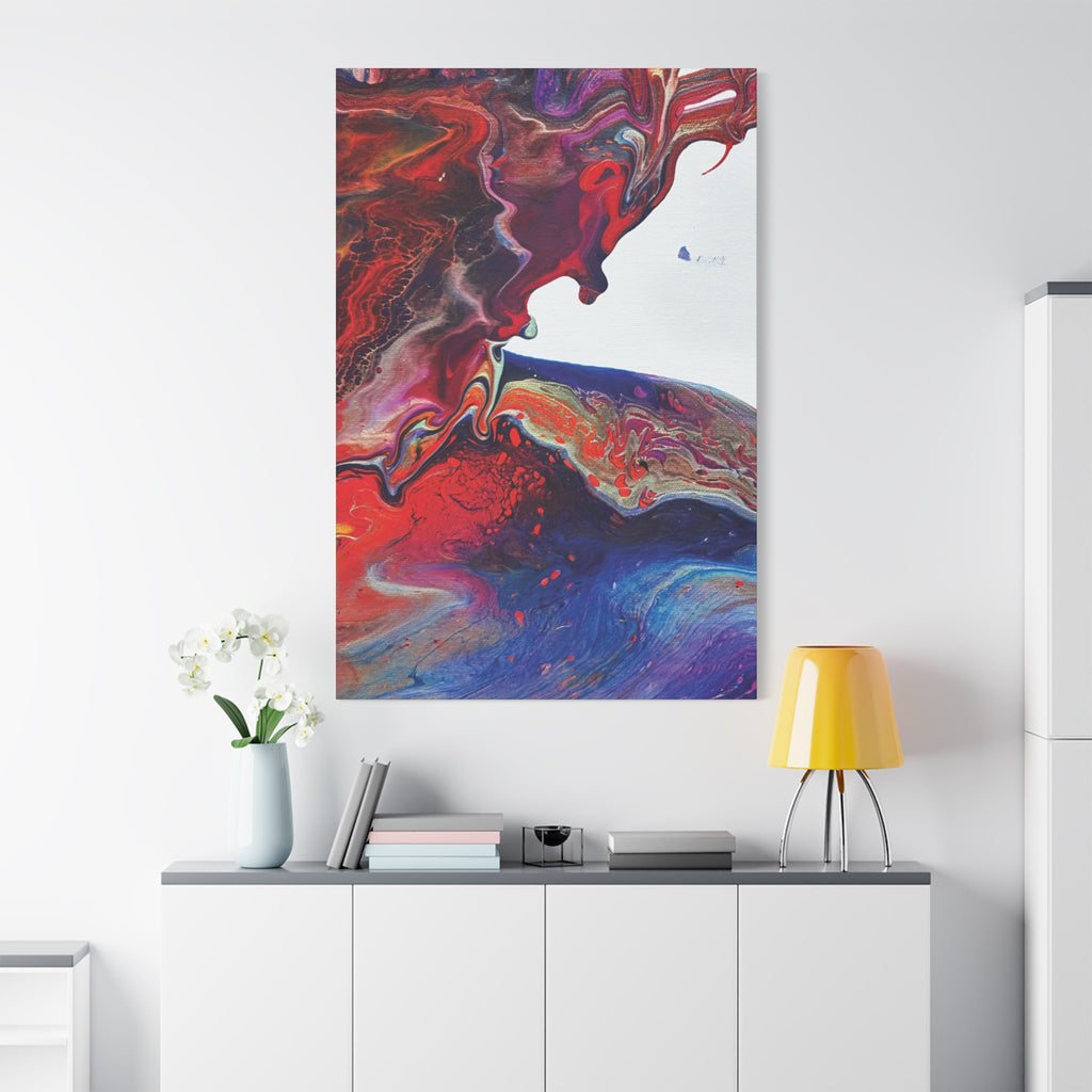 Abstract Red & Blue Fluid Art Matte Canvas Print Universe Stretched 1.25"