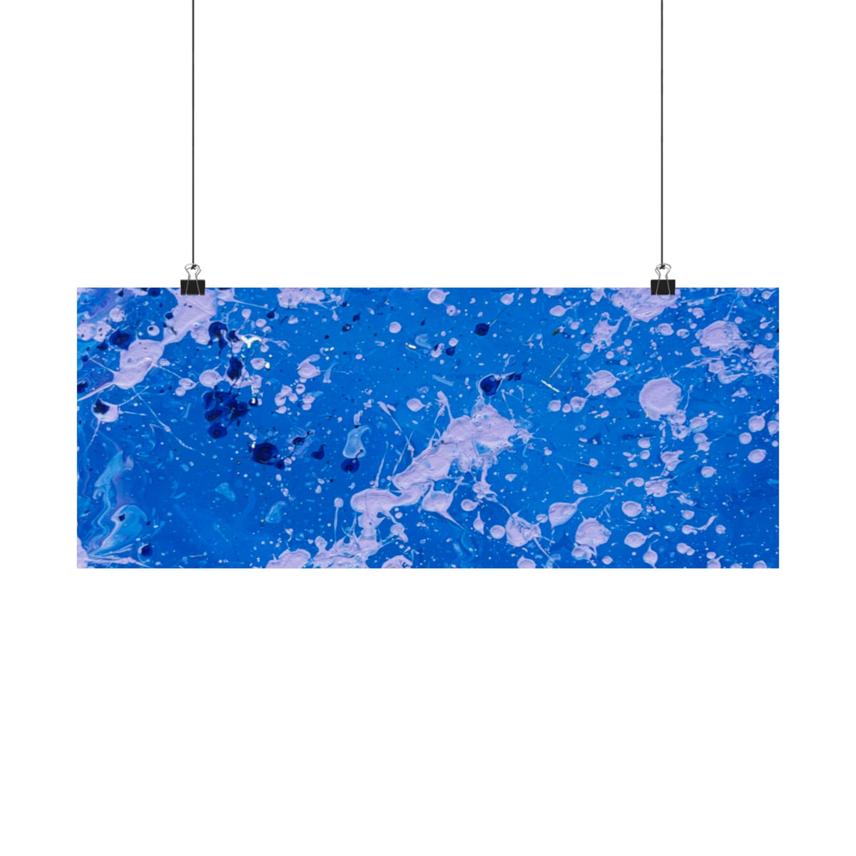 Blue Abstract Splash Matte Poster Horizontal Ocean-Inspired Art Print