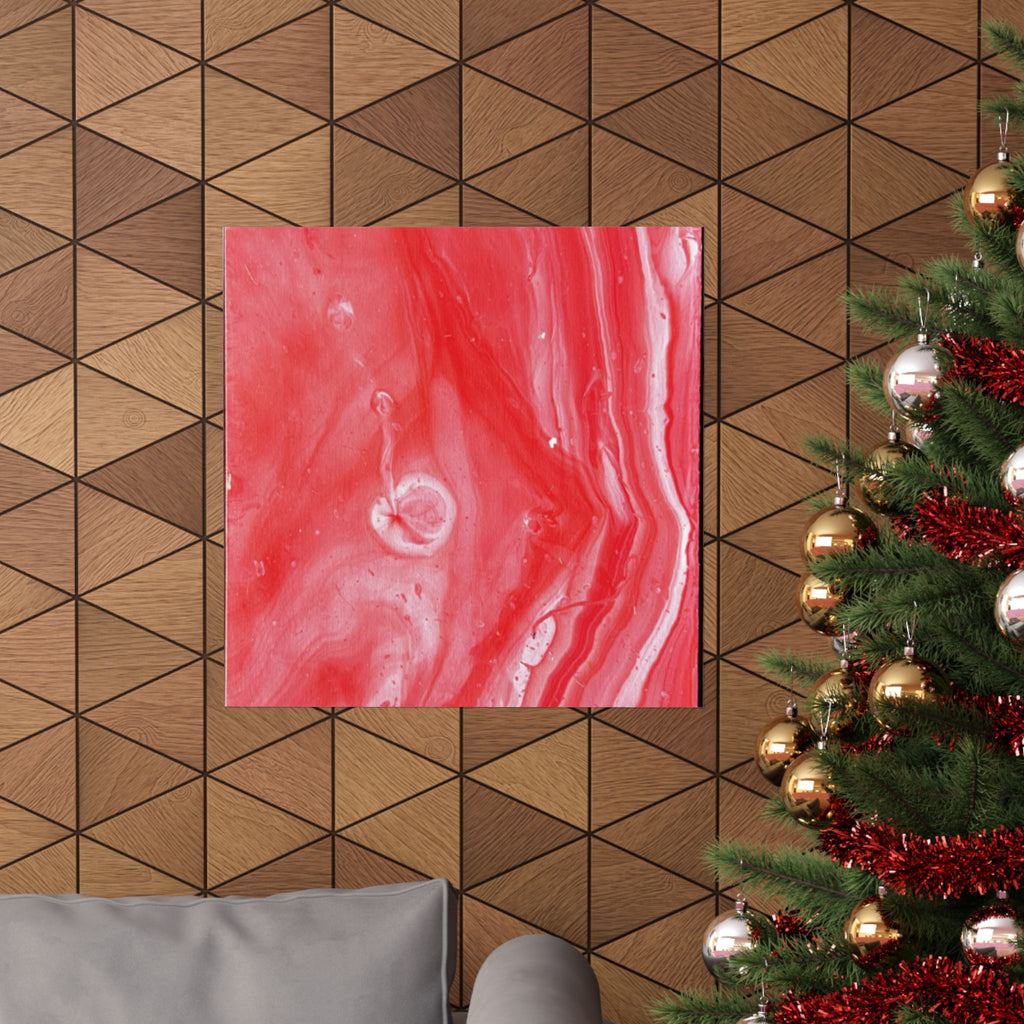 Red Marble Mars Matte Vertical Poster Abstract Red & Cream Wall Art