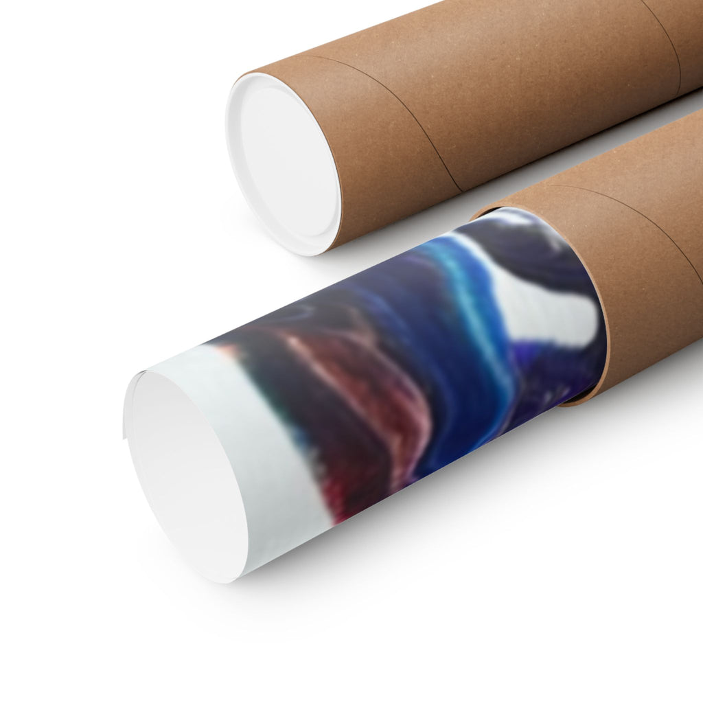 Abstract Red & Blue Matte Poster Universe Horizontal Modern Art Print