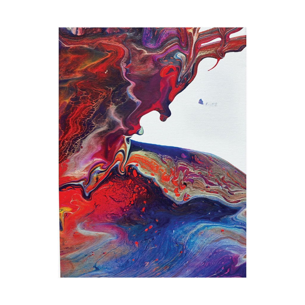 Abstract Fluid Art Matte Poster Universe Vertical Red & Blue Wall Art