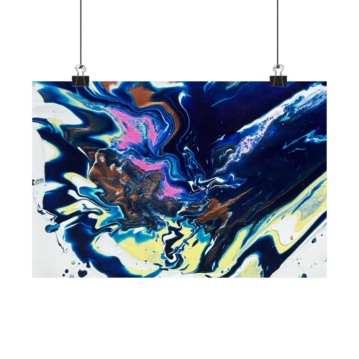 Abstract Blue Marble Matte Poster Change Horizontal Fluid Art Print
