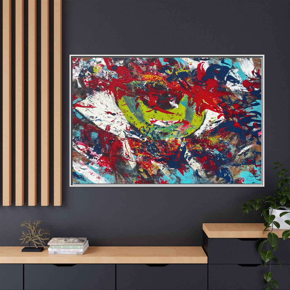 Abstract Color Splash Matte Canvas Print Eye (Framed)