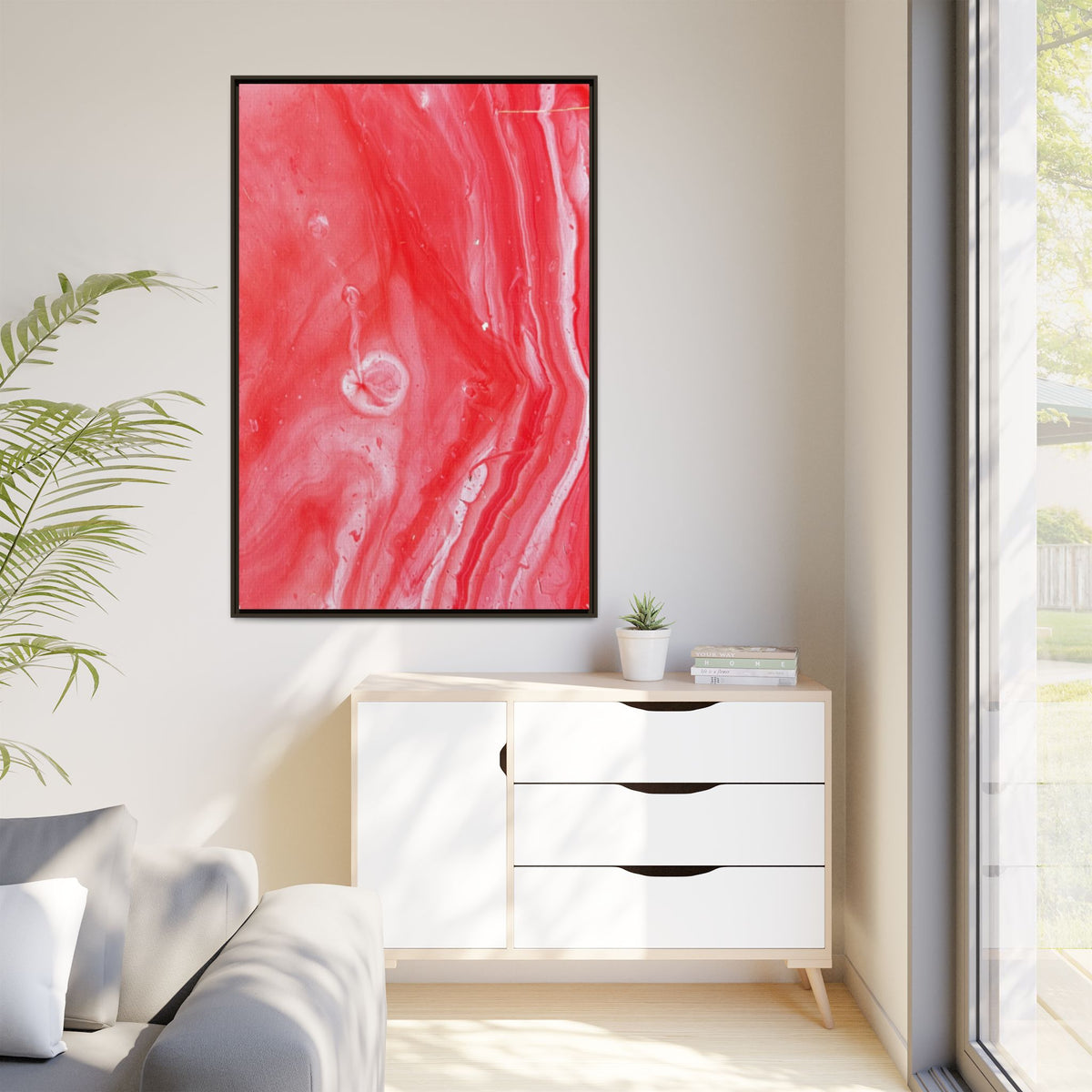 Mars Abstract Red Marble Matte Canvas Print (Framed)