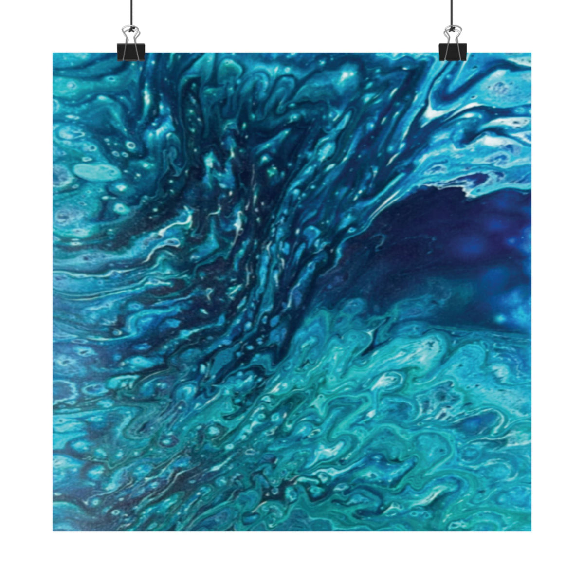 Ocean Abyss Matte Poster Abstract Teal Blue Wall Art