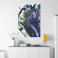 Abstract Fluid Art Matte Canvas Print Change Blue & Neon Swirl (Stretched 1.25")