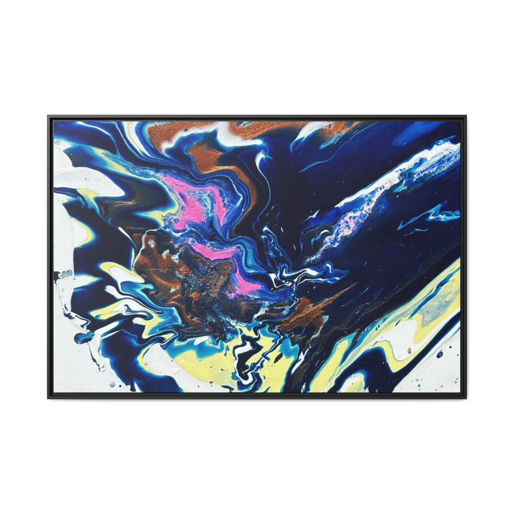 Framed Canvas Print Change Abstract Fluid Art (Blue Multicolor)