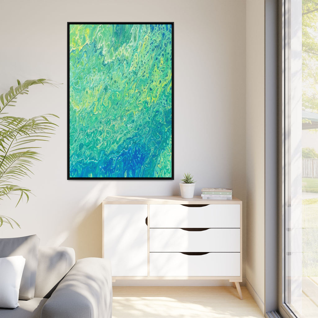 Moss Abstract Ocean Teal Matte Canvas Print (Framed Wall Art)