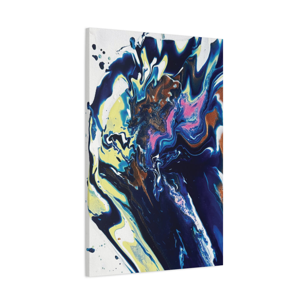 Change Abstract Blue Fluid Art Matte Canvas Print (Stretched Wall Art)