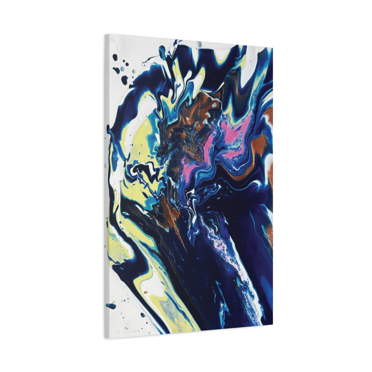 Change Abstract Blue Fluid Art Matte Canvas Print (Stretched Wall Art)