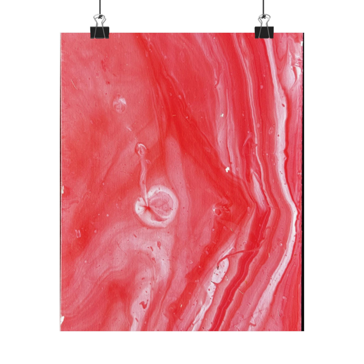 Red Marble Mars Matte Vertical Poster Abstract Red & Cream Wall Art