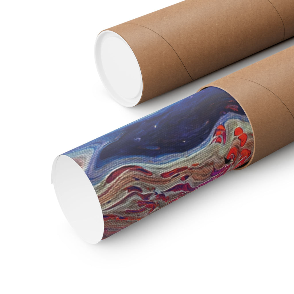 Abstract Fluid Art Matte Poster Universe Vertical Red & Blue Wall Art