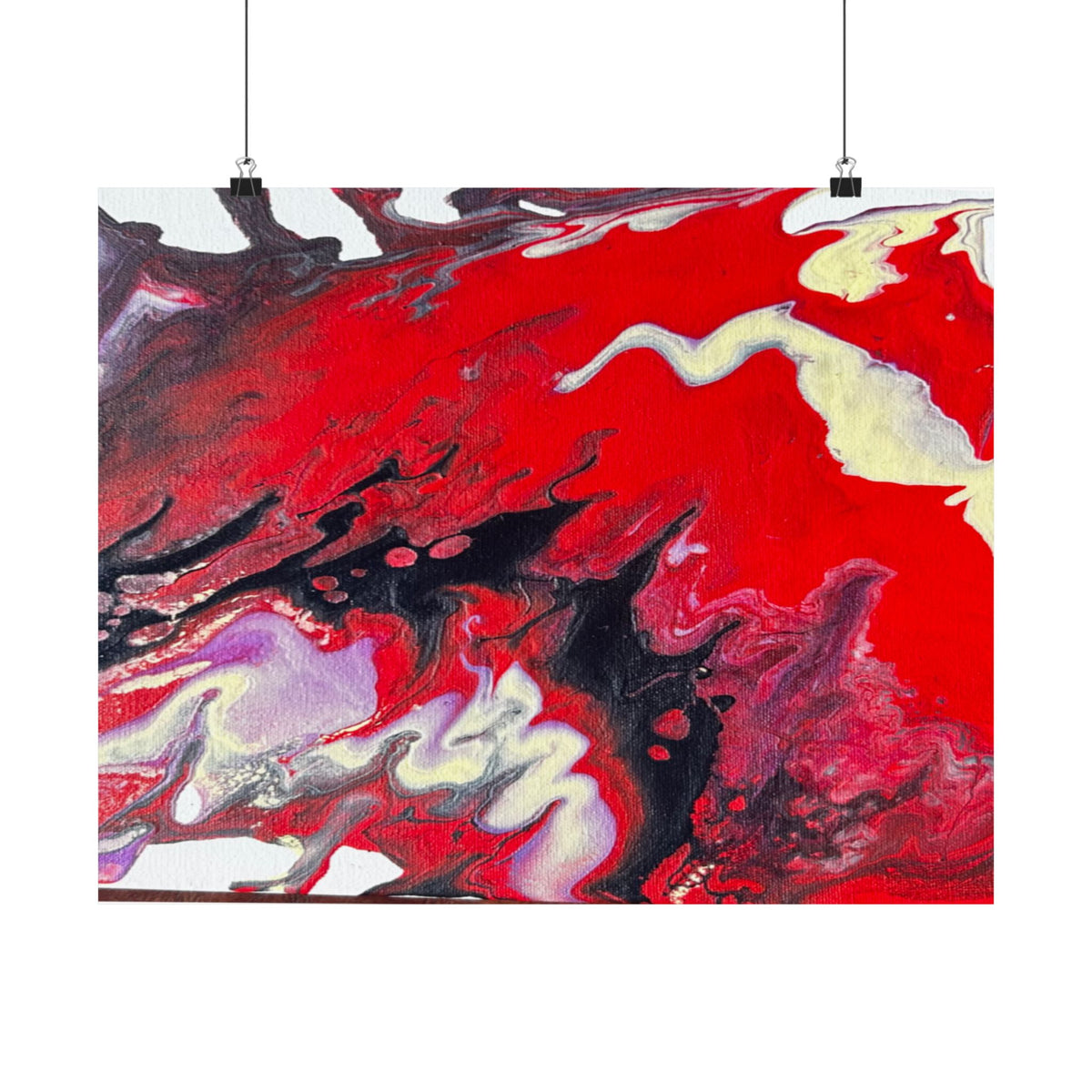 Power Abstract Red Fluid Art Matte Poster (Horizontal)