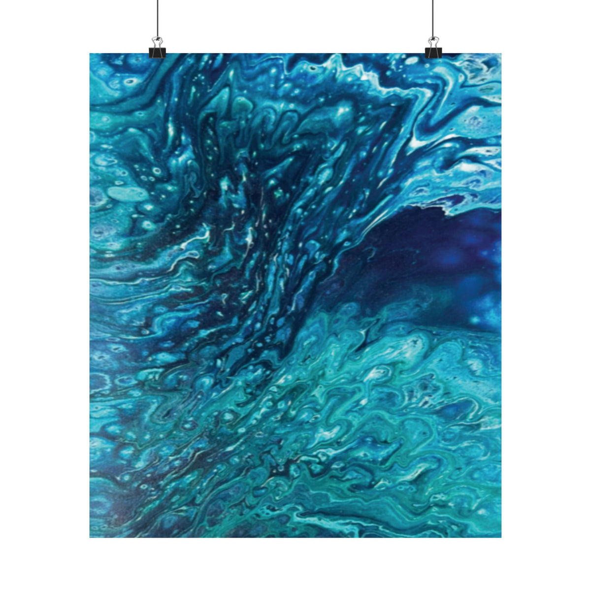 Ocean Abyss Matte Poster Abstract Teal Blue Wall Art