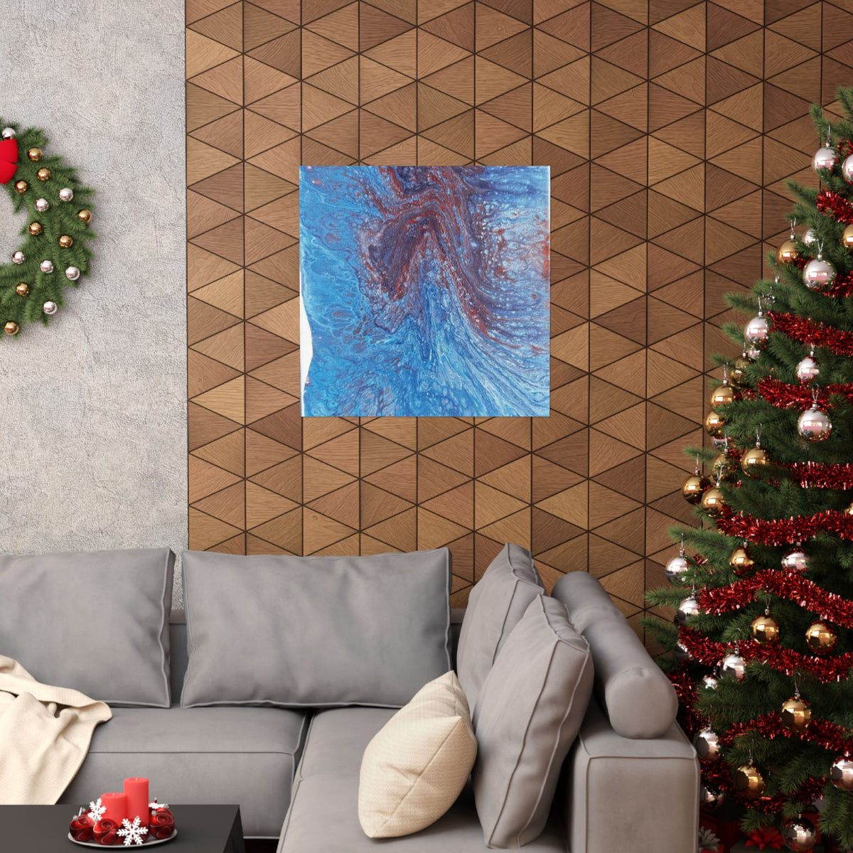 Abstract Blue Resin Art Poster Matte Vertical Wall Art