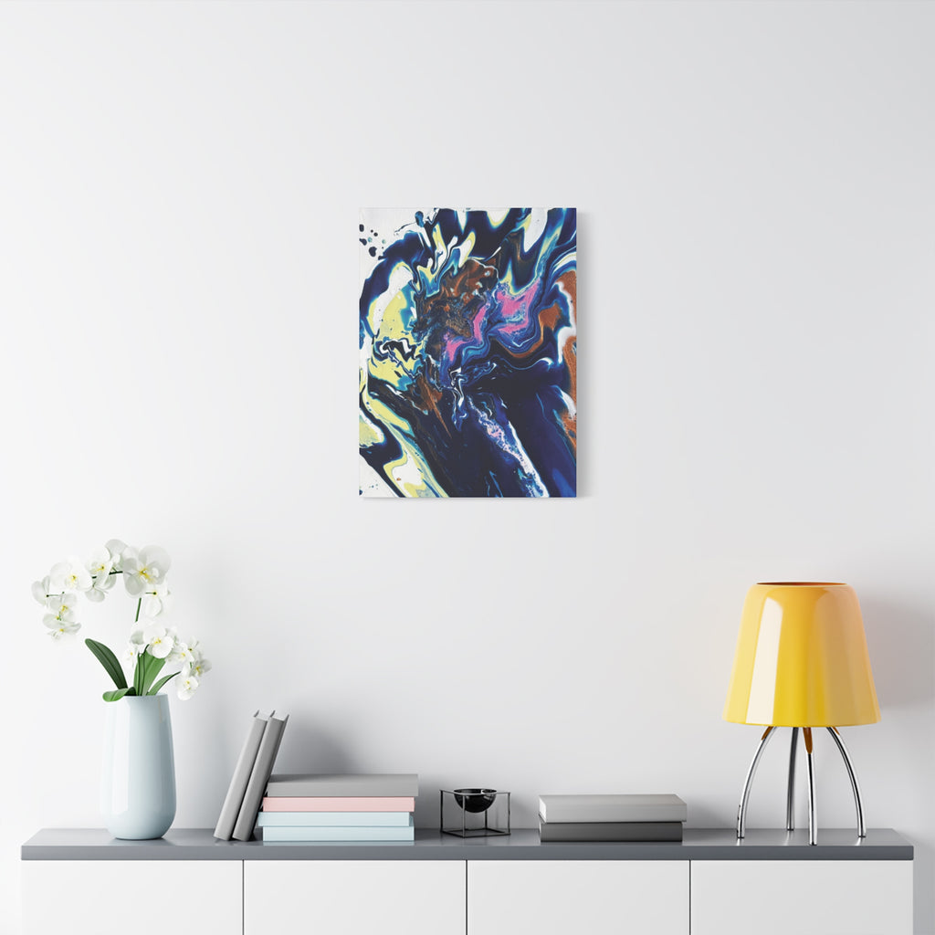 Change Abstract Blue Fluid Art Matte Canvas Print (Stretched Wall Art)