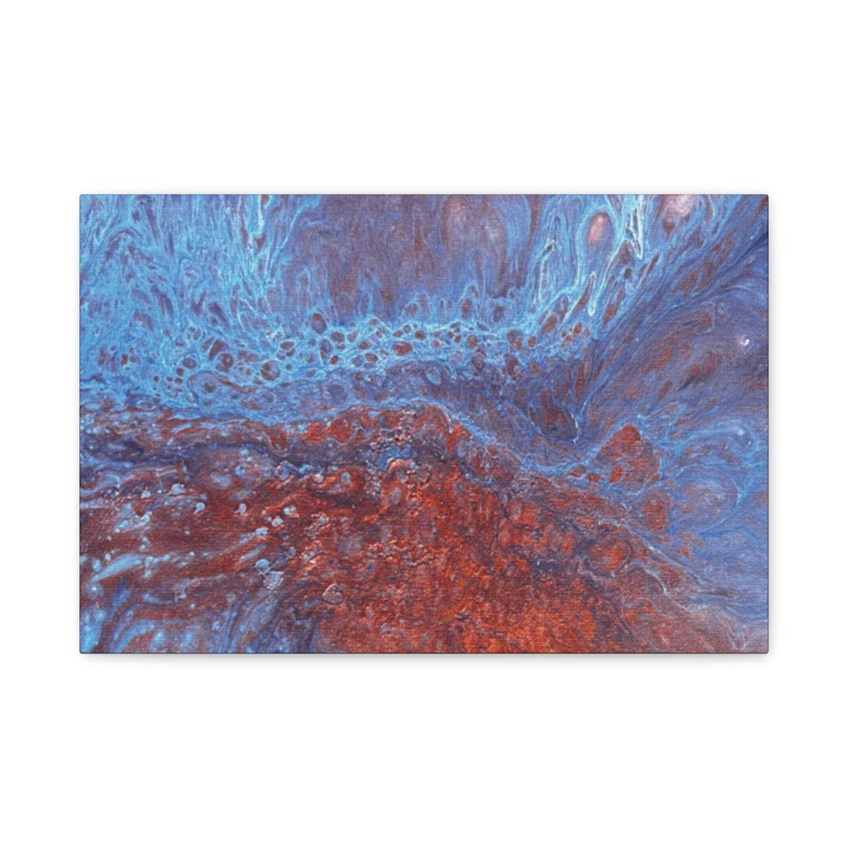 Abstract Blue & Rust Fluid Art Matte Canvas Wave Stretched Wall Art
