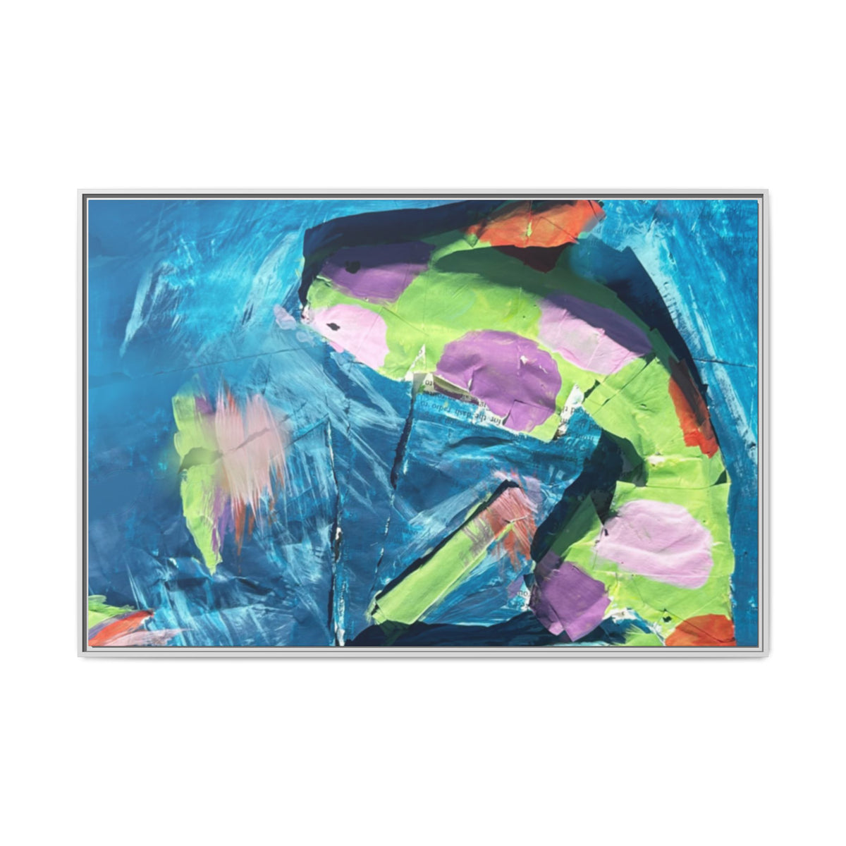 Abstract Ocean Fish Matte Canvas Framed Art