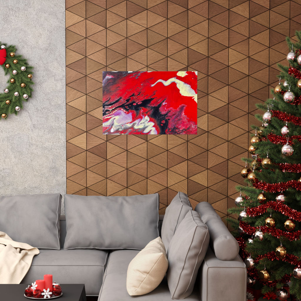 Power Abstract Red Fluid Art Matte Poster (Horizontal)