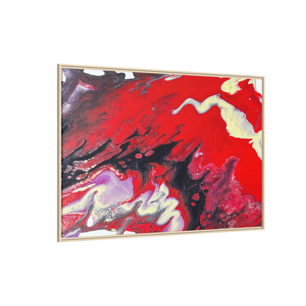 Power Abstract Red Fluid Art Matte Canvas Framed Wall Art