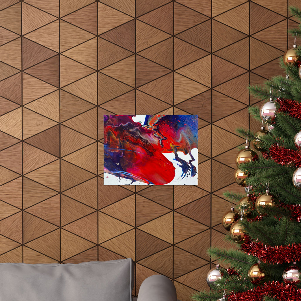 Abstract Red & Blue Matte Poster Universe Horizontal Modern Art Print