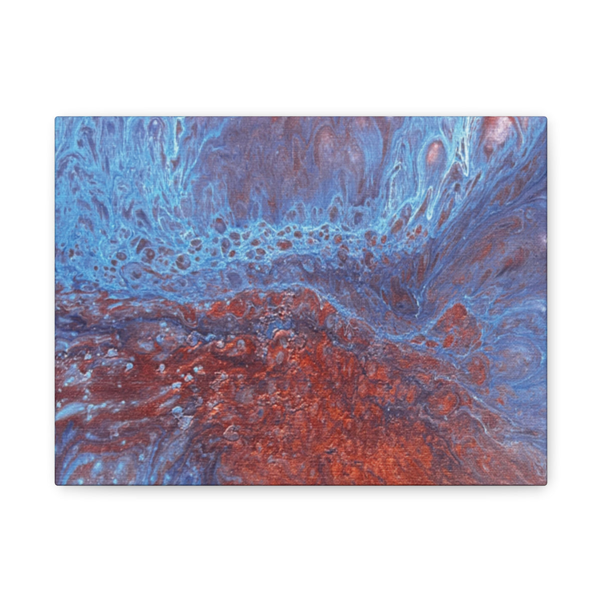Abstract Blue & Rust Fluid Art Matte Canvas Wave Stretched Wall Art