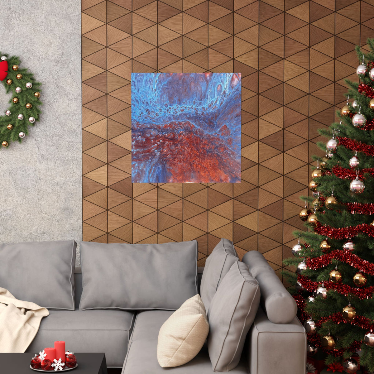WAVE Abstract Oceanic Pour Art Matte Horizontal Poster