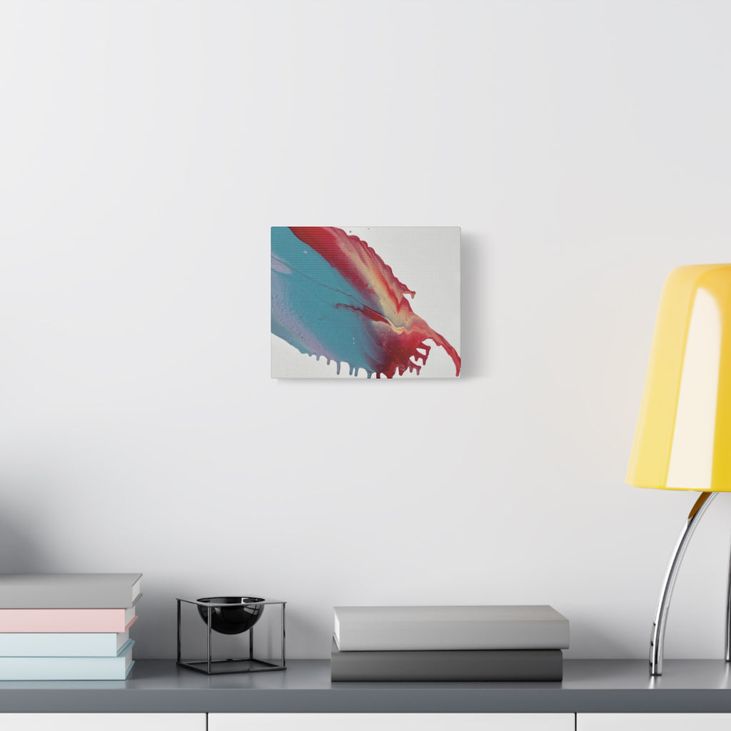 Ceiling Abstract Drip Matte Canvas Print (Blue & Red Fluid Art)