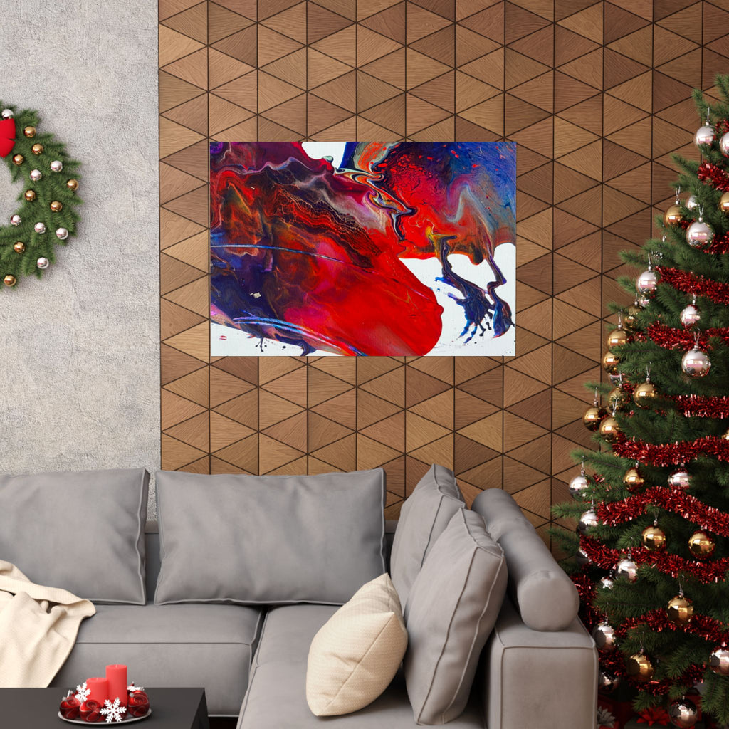 Abstract Red & Blue Matte Poster Universe Horizontal Modern Art Print