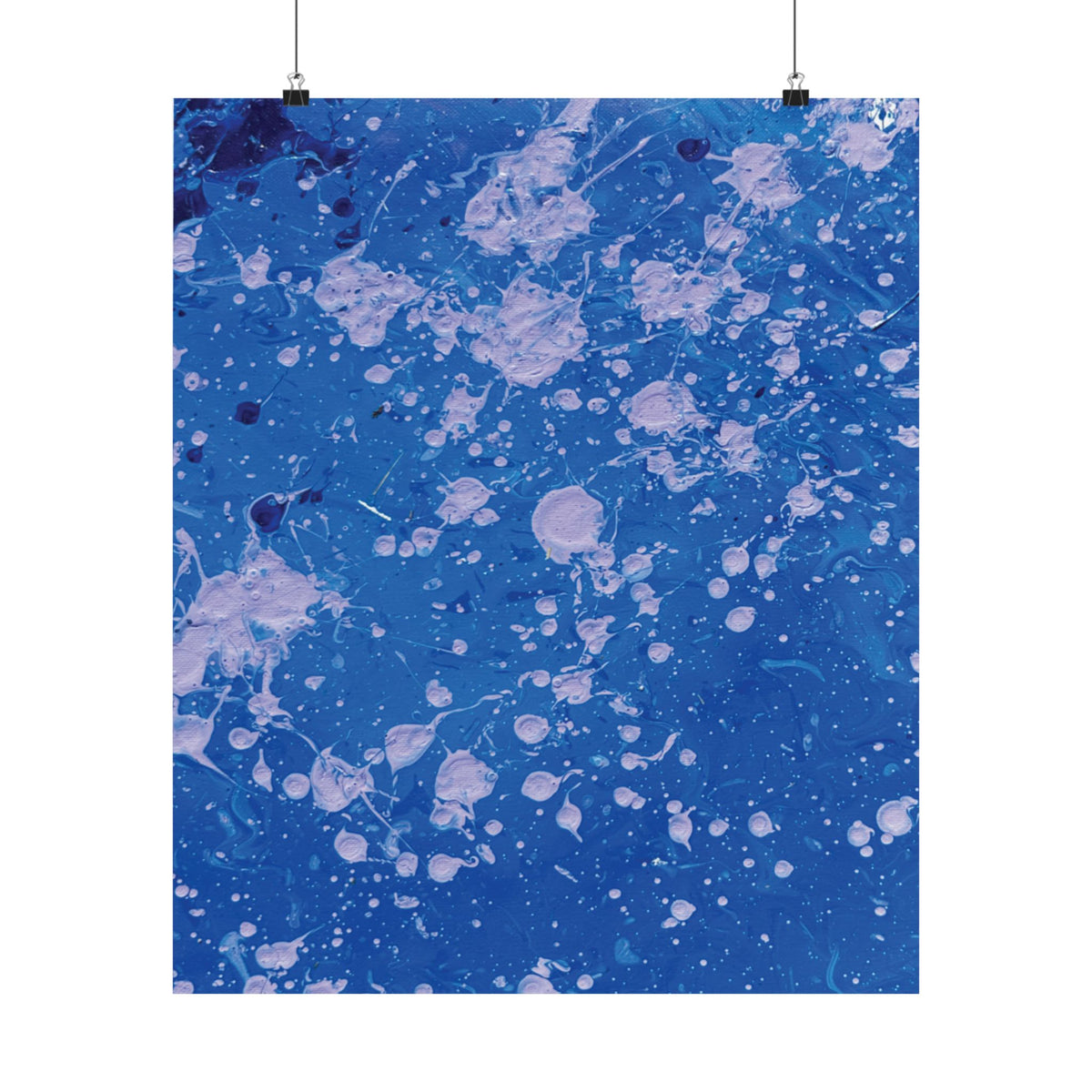 Abstract Blue Paint Splatter Matte Poster Dots Vertical Modern Wall Art