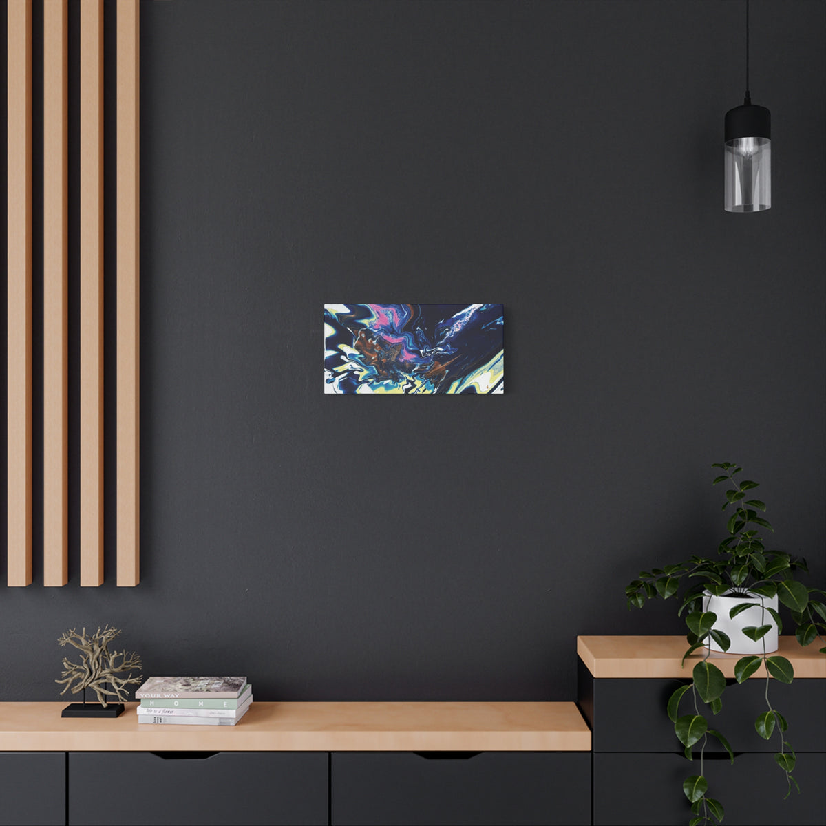 Change Abstract Blue Fluid Art Matte Canvas Print (Stretched Wall Art)