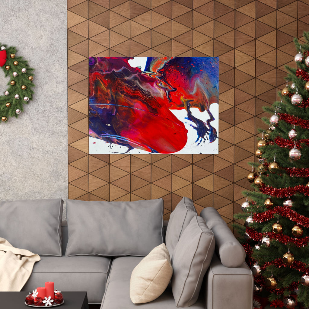 Abstract Red & Blue Matte Poster Universe Horizontal Modern Art Print
