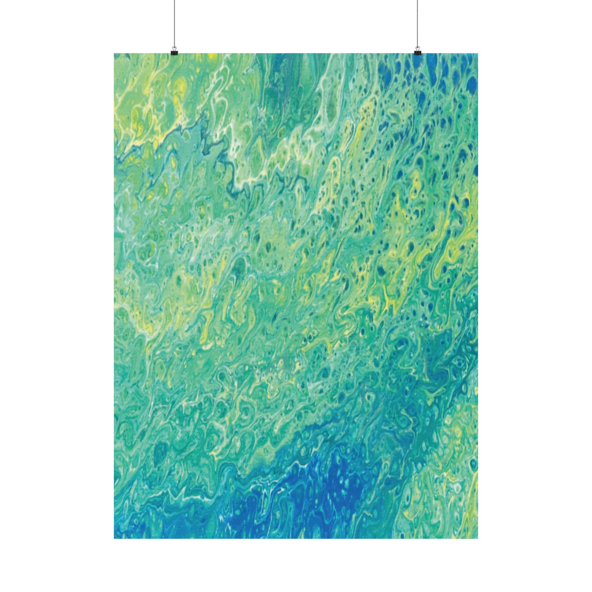 Abstract Ocean Blue Matte Poster Moss Turquoise Green Fluid Art