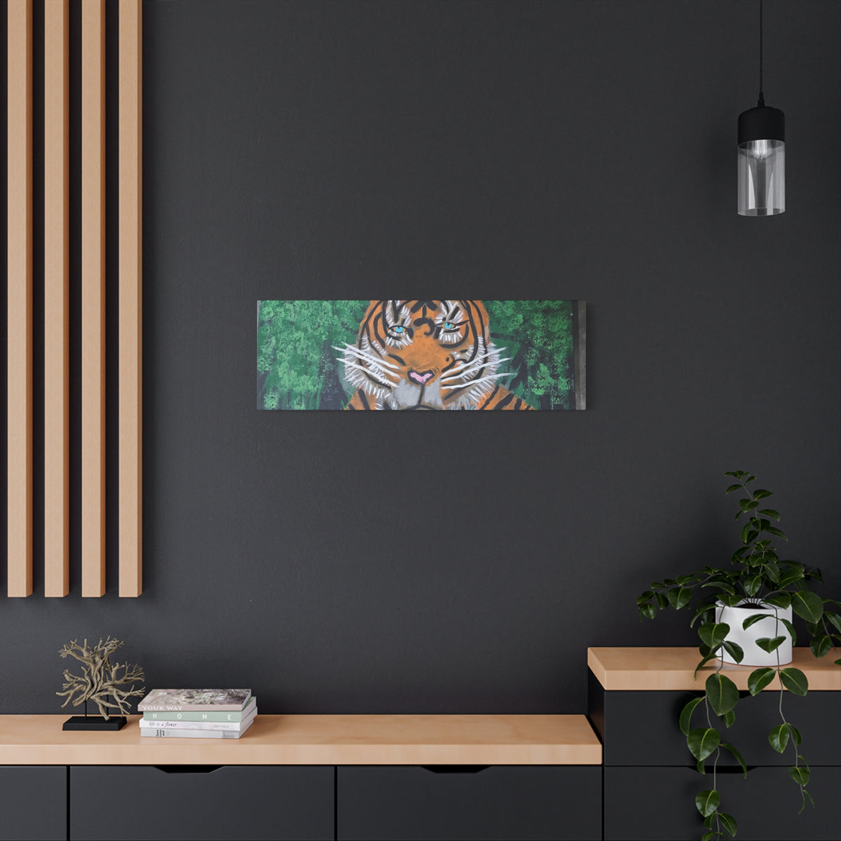 Tiger Portrait Matte Canvas Wall Art Bold Jungle Tiger Painting on Stretched Canvas