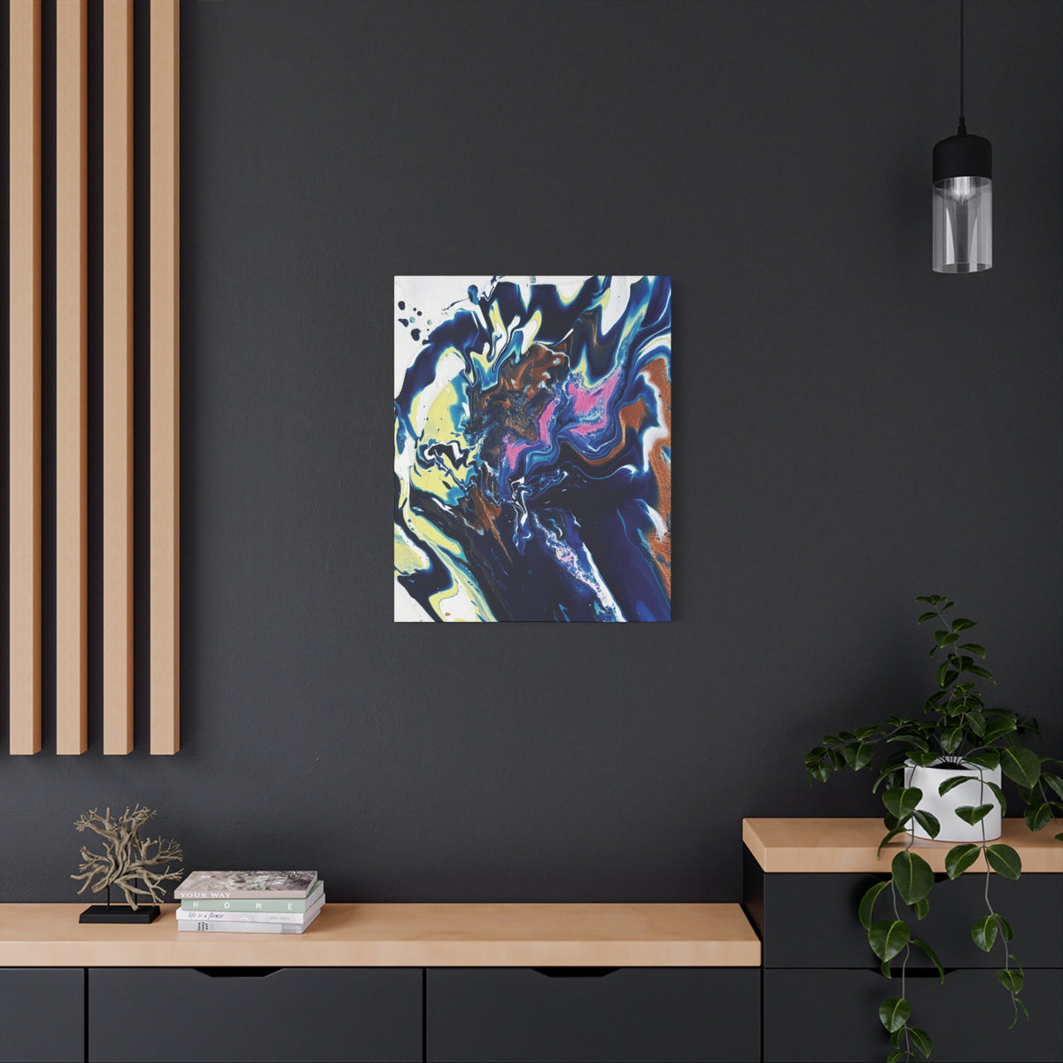 Change Abstract Blue Fluid Art Matte Canvas Print (Stretched Wall Art)