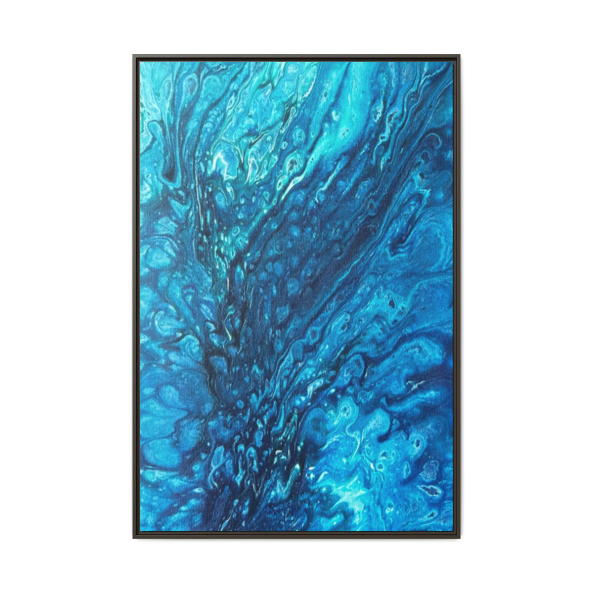 Blue Abstract Ocean Flow Matte Canvas Framed Wall Art