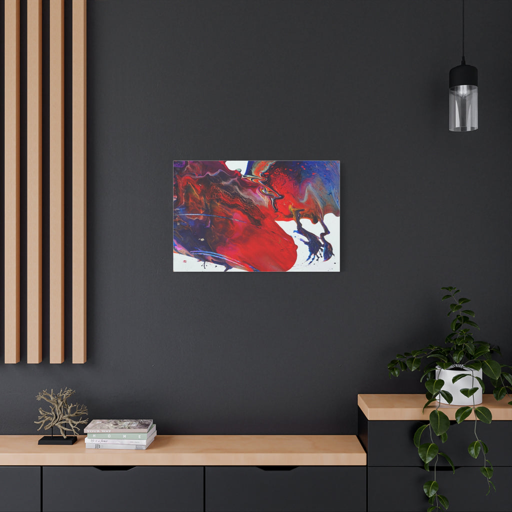 Abstract Red & Blue Fluid Art Canvas Print — Matte Stretched Wall Art