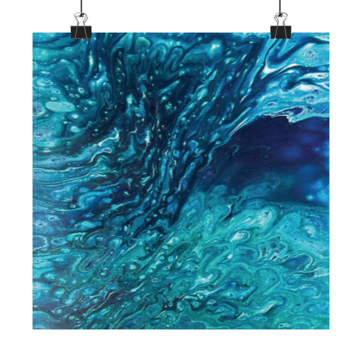 Ocean Abyss Matte Poster Abstract Teal Blue Wall Art
