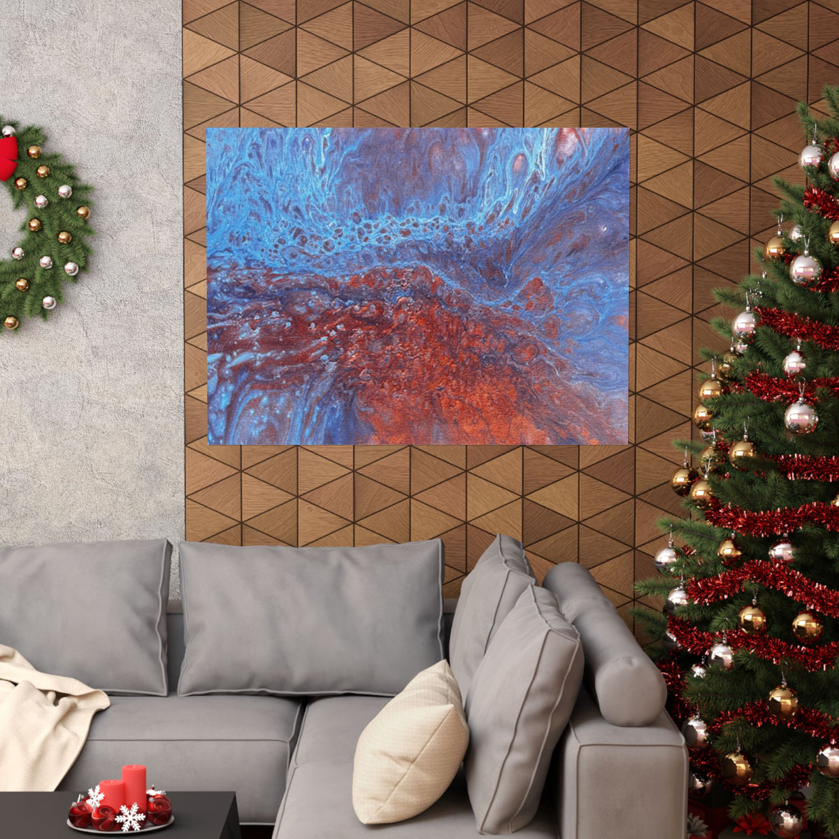 WAVE Abstract Oceanic Pour Art Matte Horizontal Poster