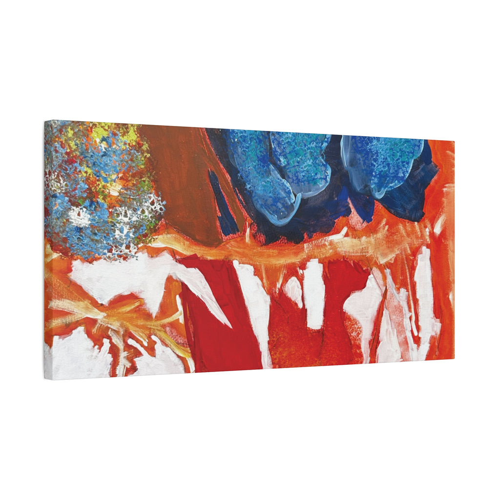 Abstract Red & Blue Matte Stretched Canvas Modern Expressionist Wall Art