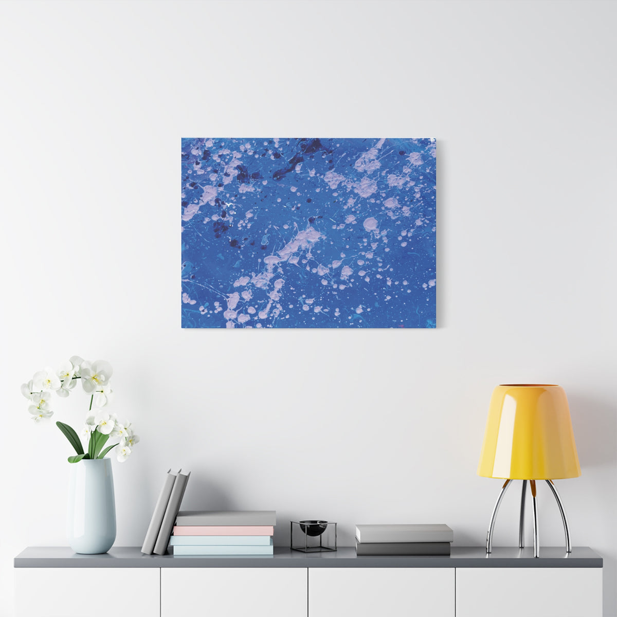 Blue Abstract Splatter Canvas Print  Dots (Matte Stretched 1.25")