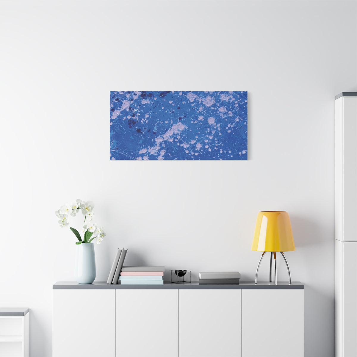 Blue Abstract Splatter Canvas Print  Dots (Matte Stretched 1.25")