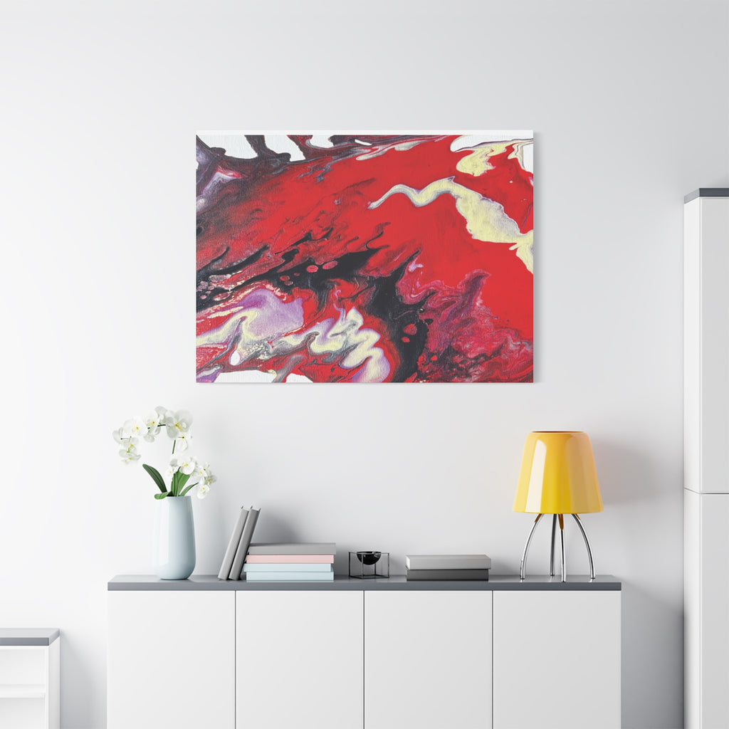 Power Abstract Red Fluid Art Canvas Print (Matte Stretched 1.25")