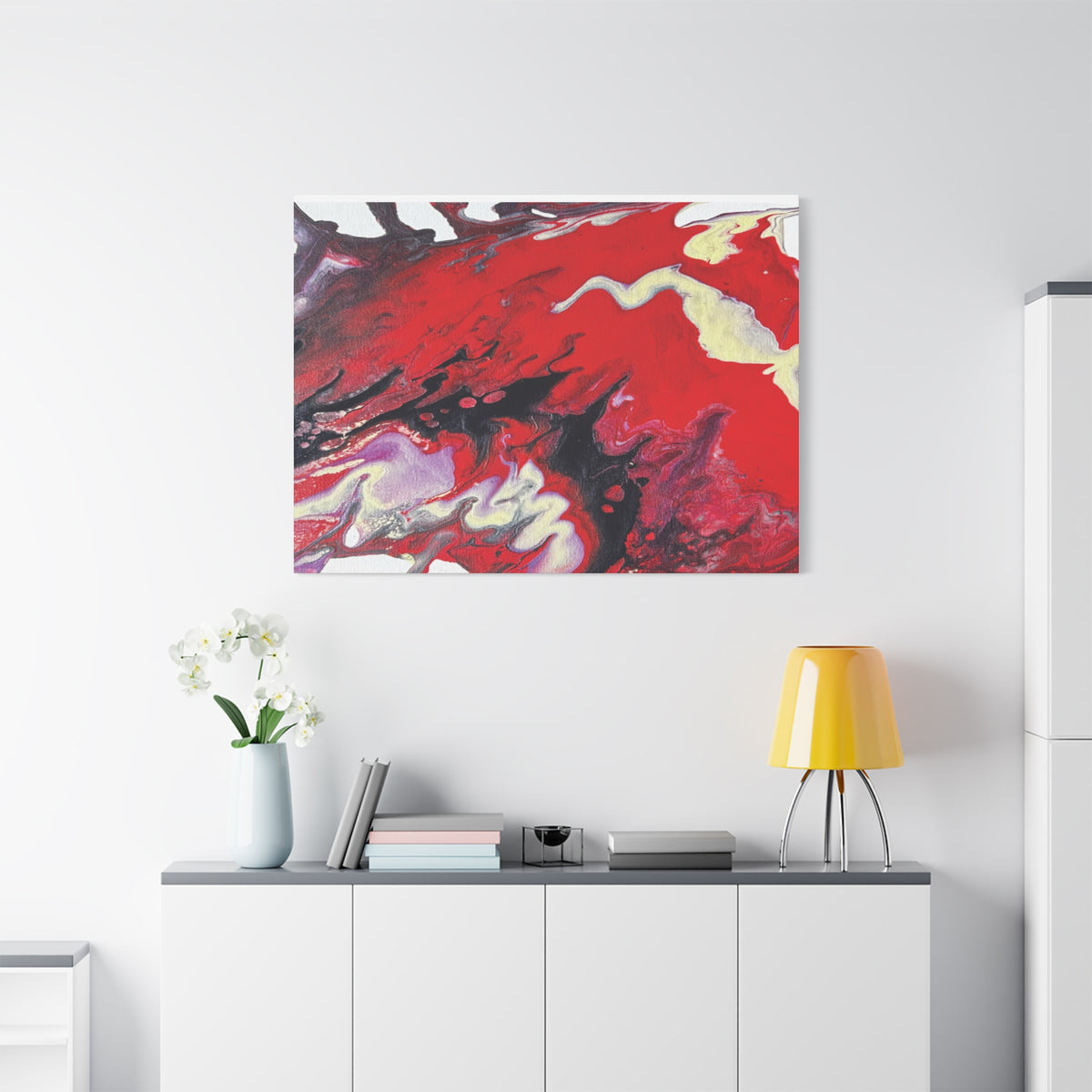 Power Abstract Red Fluid Art Canvas Print (Matte Stretched 1.25")