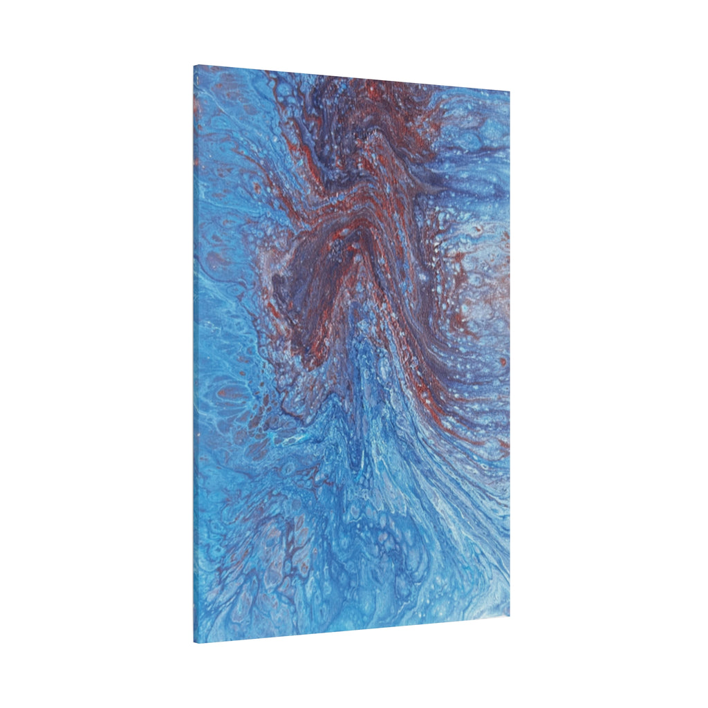 Dress Abstract Ocean Flow Matte Canvas Print Blue & Copper Fluid Art (Stretched 1.25")