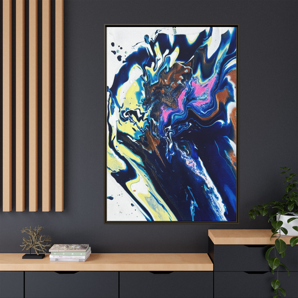 Abstract Ocean Swirl Matte Canvas Framed Art